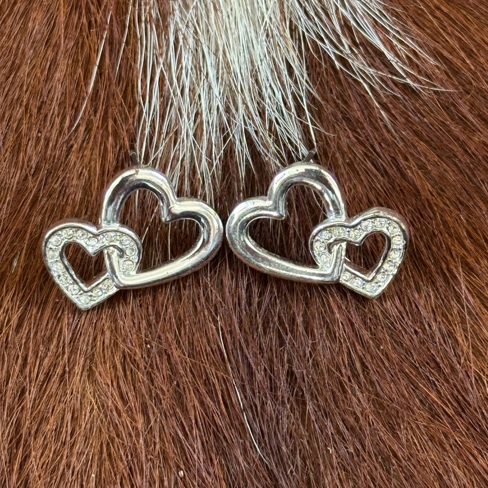 Silver Heart Interlocking Earrings